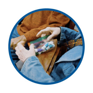 a plastic bag for holding eye drop medicine bottles